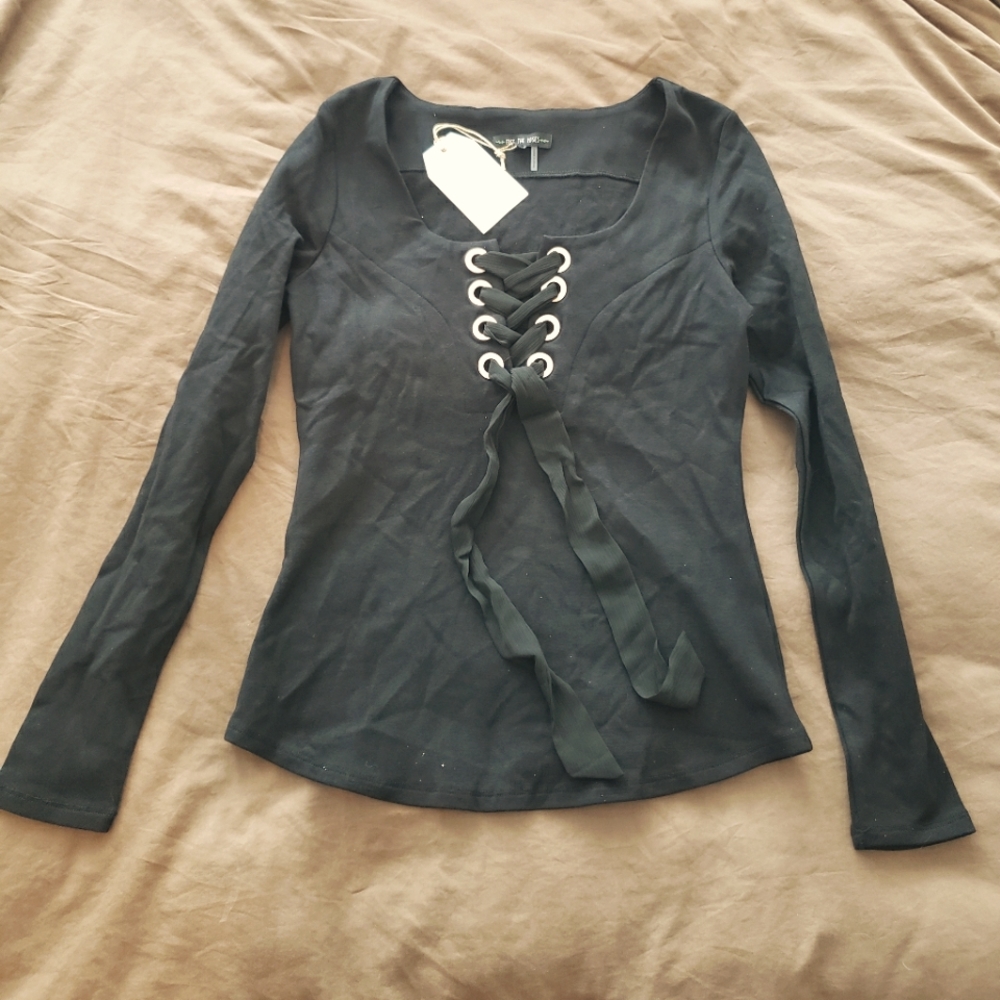 NWT Womens Black Long Sleeve Sweater Top Size Small
